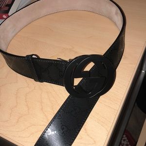 GUCCI black black monogram belt